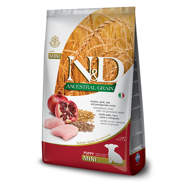 N&D ANCESTRAL GRAIN KUZU, KILÇIKSIZ BUĞDAY, YULAF & YABAN MERSİNİ PUPPY MINI 2,5kg